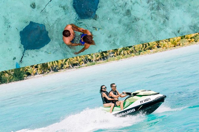 Bora Bora Jet Ski Tour, & Eco Shark / Ray Snorkel Cruise - The motu stop and coconut lesson