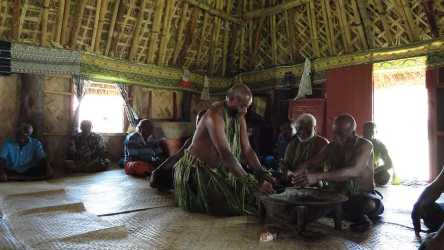 Fiji: Navala Village Cultural Tour & Traditional Lunch - The sevusevu welcome inside a bure