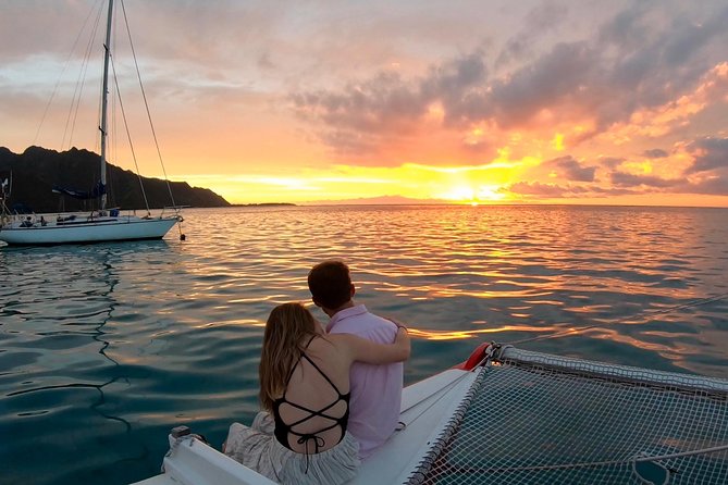 PRIVATE Sunset Cruise : Moorea Sailing on a Catamaran named Taboo - Beyond the reef, the boat changes character