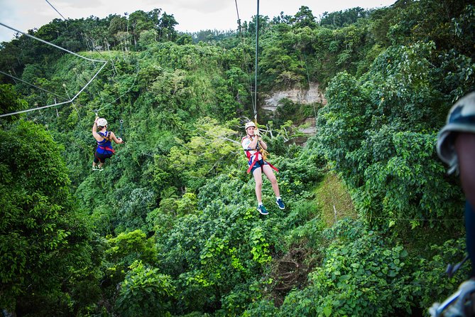 Vanuatu Jungle Zipline - Self Drive Option - The final 300-metre flight over Mele Bay